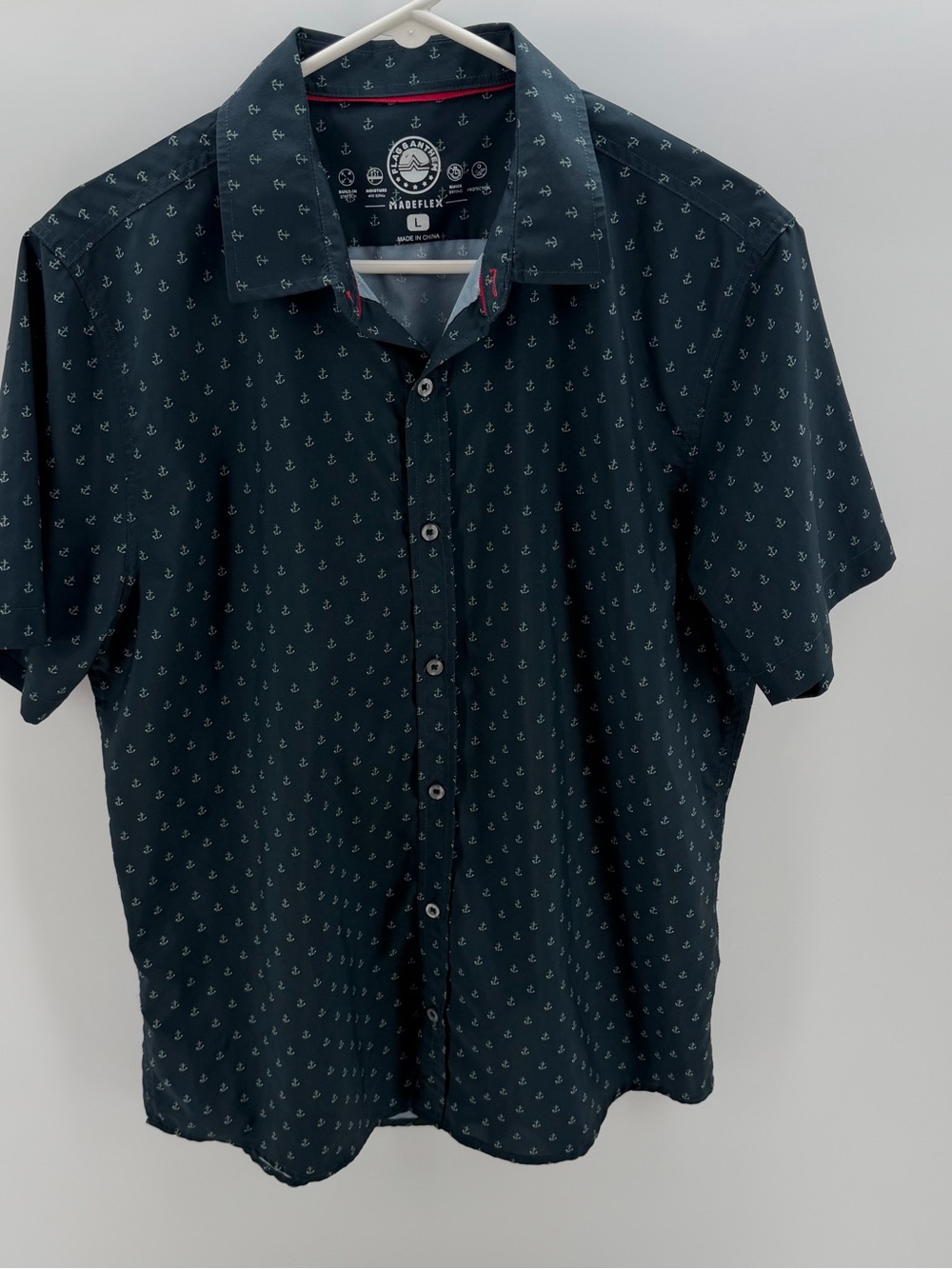 Flag & Anthem Men’s Short Sleeve Anchor-Print Shirt - Navy Size L